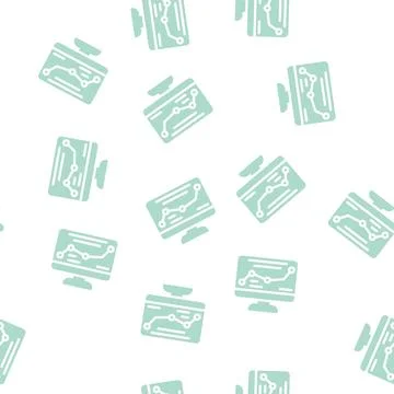 Direction map railway glyph vector seamless pattern Stock Illustration