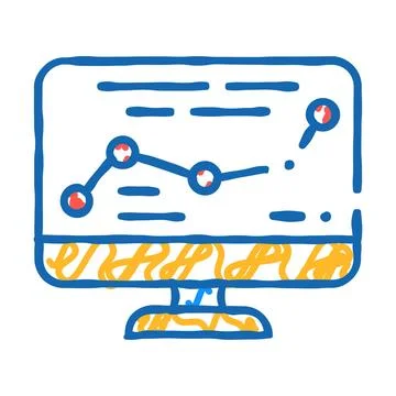 Direction map railway icon doodle illustration Illustrazione stock