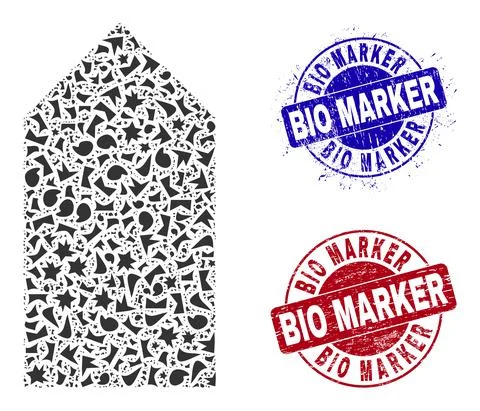 Direction Up Mosaic of Shards with Bio Marker Grunge Rubber Imprints Illustrazione stock