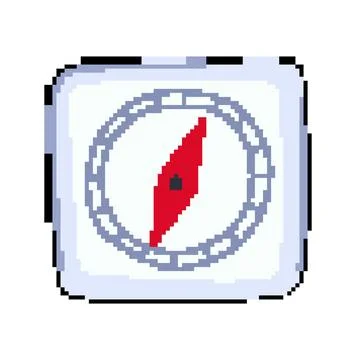 Direction nautical compass pixel art vector illustration Stock Illustration