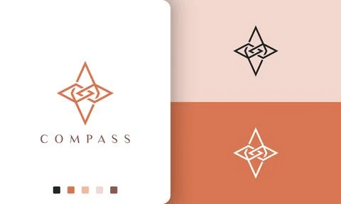 Direction or adventure logo vector design with simple and modern compass shap Stock Illustration