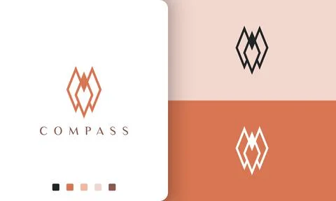 Direction or compass logo vector design with simple and minimalist style Stock Illustration