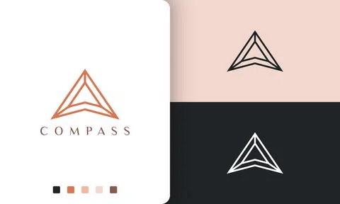 Direction or compass logo vector design with simple and modern style Illustrazione stock