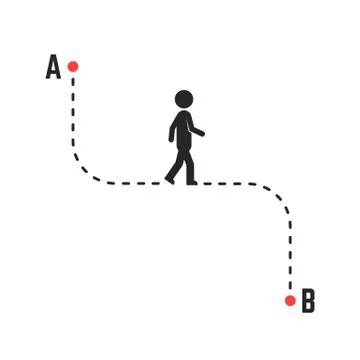 Direction or unique way from a to b Stock Illustration