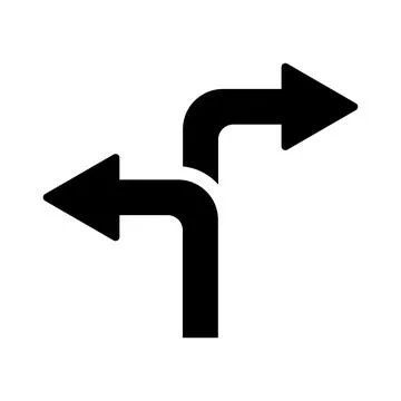 Direction, path, way icon. Black vector graphics. Stock Illustration