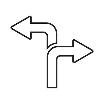 Direction, path, way outline icon. Line art vector. Stock Illustration