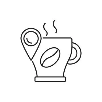 Direction pin coffee icon. Simple line, outline vector of navigation icons for Illustrazione stock