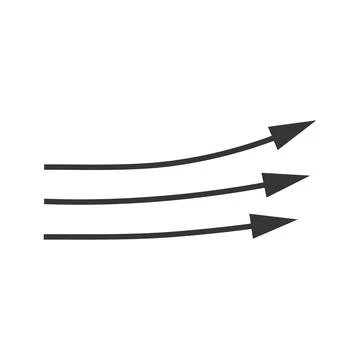 Direction pointer, air movement wind, black arrow sign vector element Stock Illustration