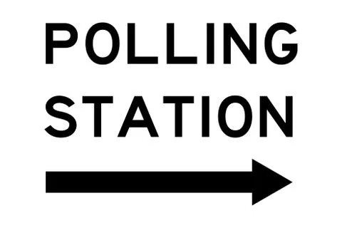 Direction of polling station sign vector on white background Stock Illustration