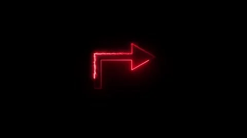 Direction red arrow right neon glowing animation Isolated on Black Background Stock Footage 320893121