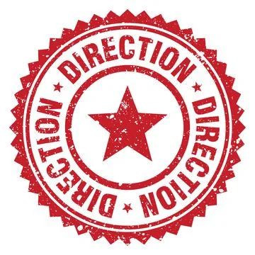 Direction red grunge round stamp. direction stamp Stock Illustration