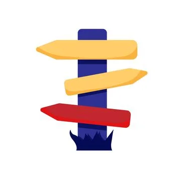 Direction road sign post with arrow, sign board pointer, post arrow Stock Illustration
