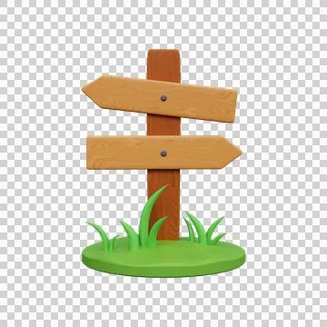 Direction road sign post with arrows. 3d cartoon road sign Stock Illustration