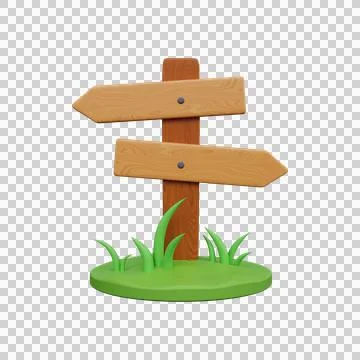 Direction road sign post with arrows. 3d cartoon road sign Stock Illustration