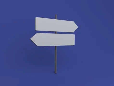 Direction sign board Image 3d directions sign on Blue Background 3d render il Illustrazione stock