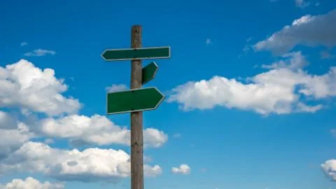The direction sign with clouds background Stock Photos