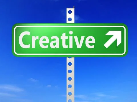 Direction sign with Creative words Stock Illustration