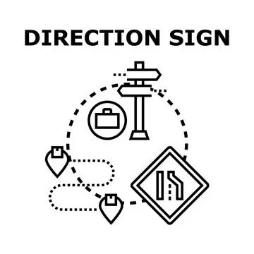 Direction sign guiding path, choice, and journey concept Иллюстрация