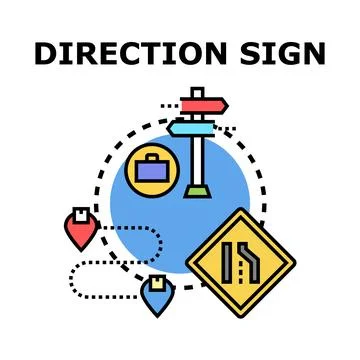 Direction sign guiding path, choice, and journey concept Stock Illustration