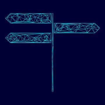 Direction sign low poly triangulation triangulated polygonal electric cyan bl Ilustración de archivo