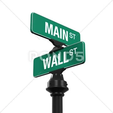 Direction Sign of Main Street and Wall Street Stock Illustration