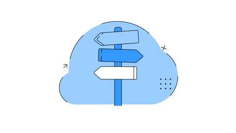 Direction sign post with arrow set. Choice signpost to choose road or street 库存影片 330990141