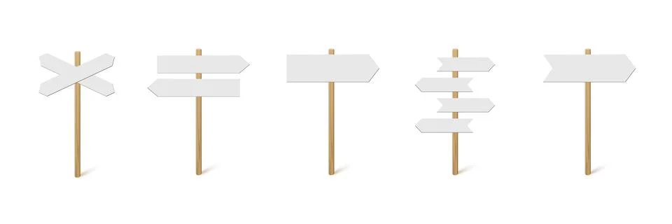 Direction sign post with arrow set, 3d choice signpost to choose road, blank Stock Illustration