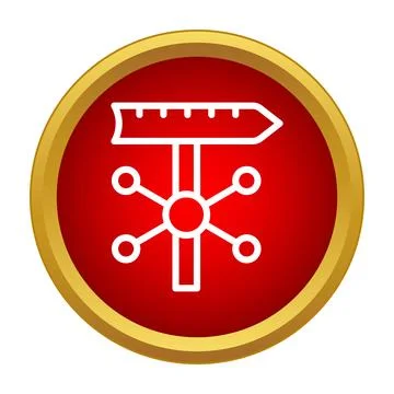 Direction signpost icon showing connection structure 스톡 일러스트