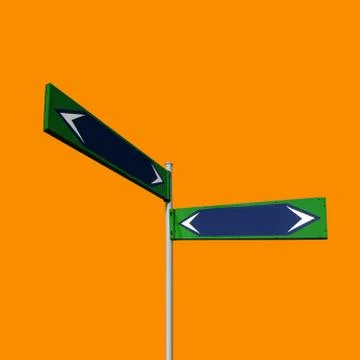 Direction signs on orange background with working path Stock Illustration