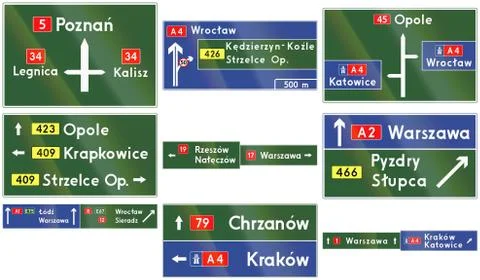 Direction Signs In Poland Illustrazione stock