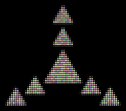 Direction Triangles Halftone Composition of Circles Stock Illustration
