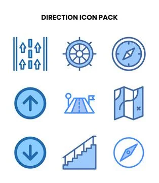 Direction Two Colour Bundle Icons Pack Illustrazione stock