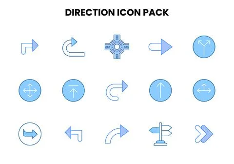 Direction Two Colour Graphics Icons Pack Stock Illustration