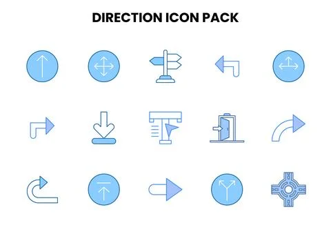Direction Two Colour Graphics Icons Pack Stock Illustration