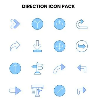 Direction Two Colour Set Icons Pack Illustration