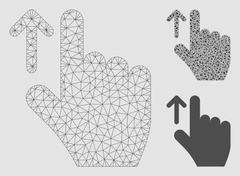 Direction Vector Mesh 2D Model and Triangle Mosaic Icon Illustrazione stock