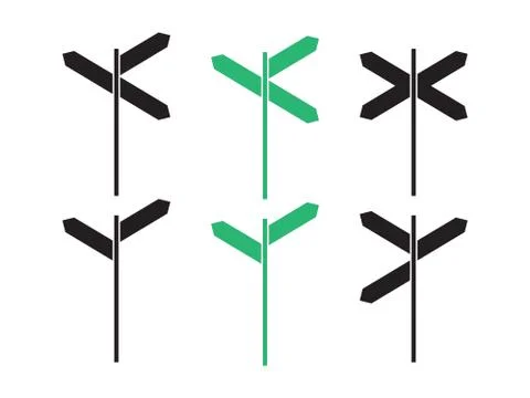 Direction vector signs. Road direction signs with empty boards Illustrazione stock