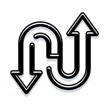 Directional up and down arrows flowing line path Stock Illustration