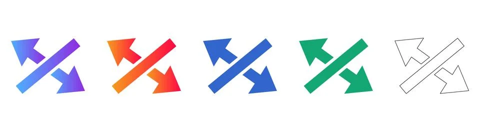 Directional and Shuffle Navigation Icon Set Stock Illustration