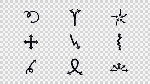Directional animated bold thick stroke arrows set Stock Footage 334659451