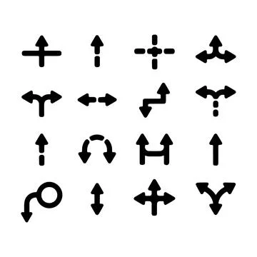 Directional Arrow Icon Grid Navigation and Movement Paths Vector Illustratio 스톡 일러스트