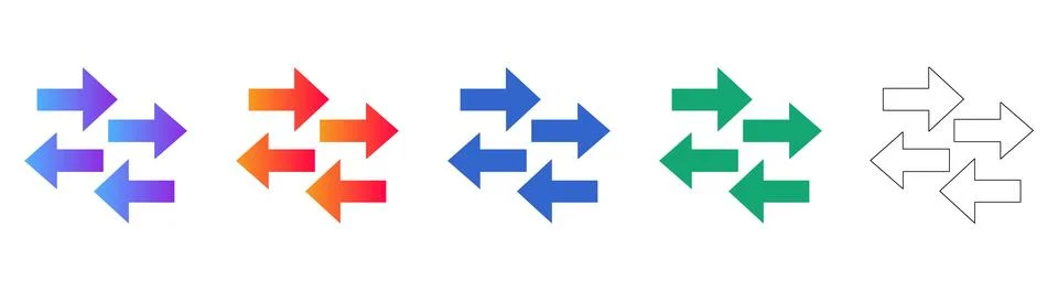Directional Arrow Navigation Icons Set Ilustração Stock
