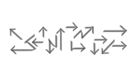 Directional Arrow Set  3D Shadow Icons Pointing in Multiple Orientations on.. Illustration