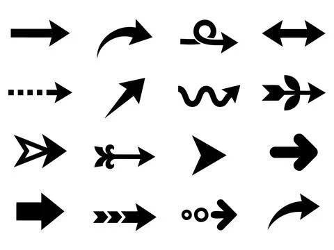 Directional arrow silhouette pack vector illustration Stock Illustration