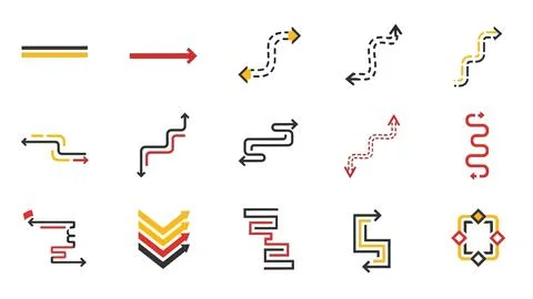 Directional arrows and path icons illustrating movement, routes, and naviga.. 스톡 일러스트