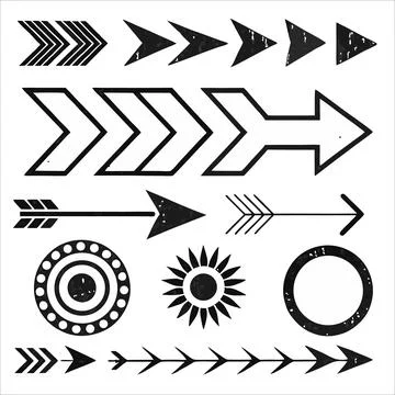 Directional arrows and shapes set vector illustration Stock Illustration