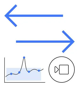 Directional Arrows with Data Visualization and Multimedia Symbol イラスト素材