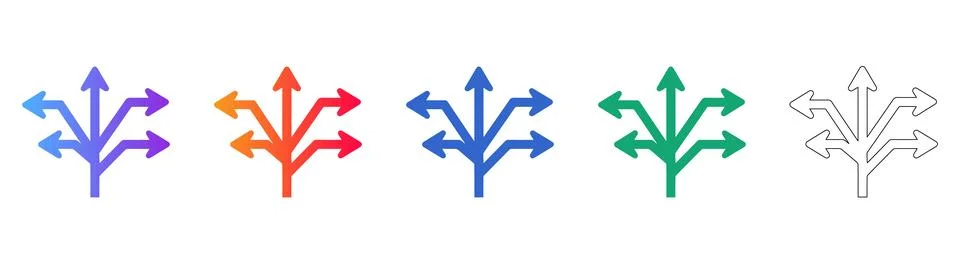 Directional Choice and Split Path Icon Set Illustrazione stock
