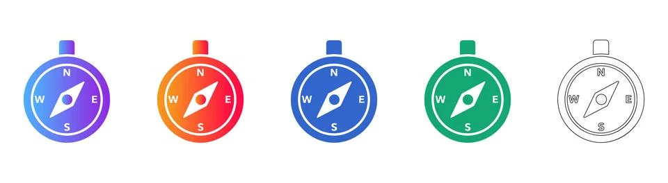 Directional Compass and Navigation Tool Icons Stock Illustration