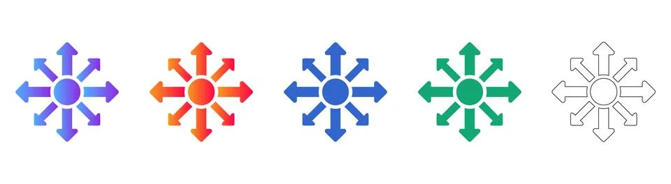 Directional Compass Arrows Icon Set 库存插图